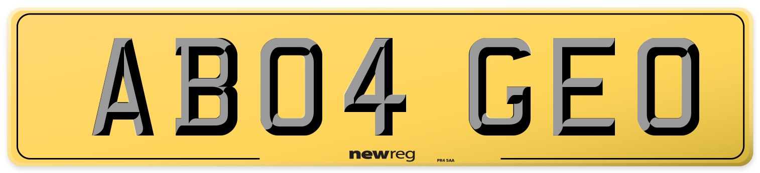 AB04 GEO Rear Number Plate