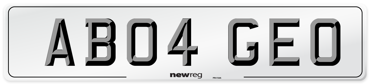 AB04 GEO Front Number Plate