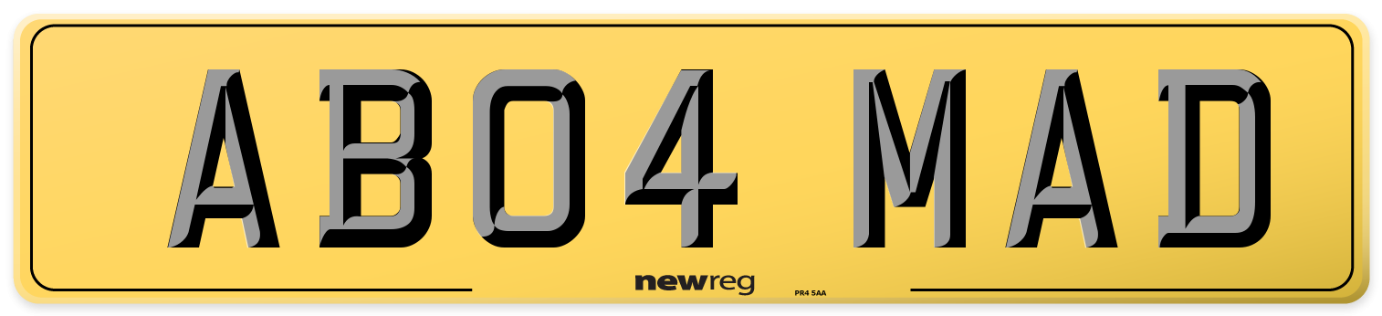 AB04 MAD Rear Number Plate