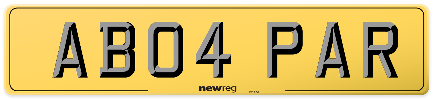AB04 PAR Rear Number Plate