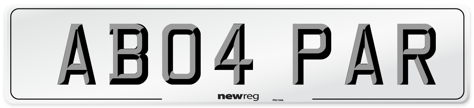 AB04 PAR Front Number Plate