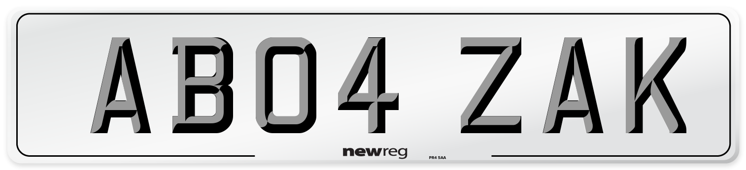 AB04 ZAK Front Number Plate