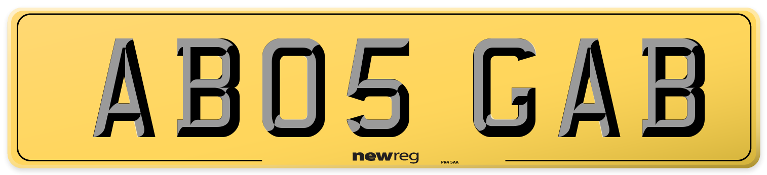 AB05 GAB Rear Number Plate