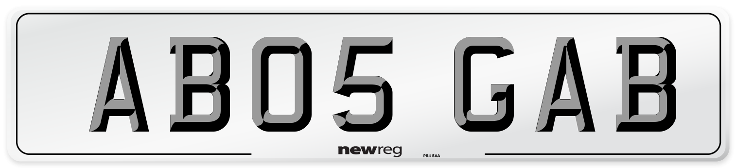 AB05 GAB Front Number Plate