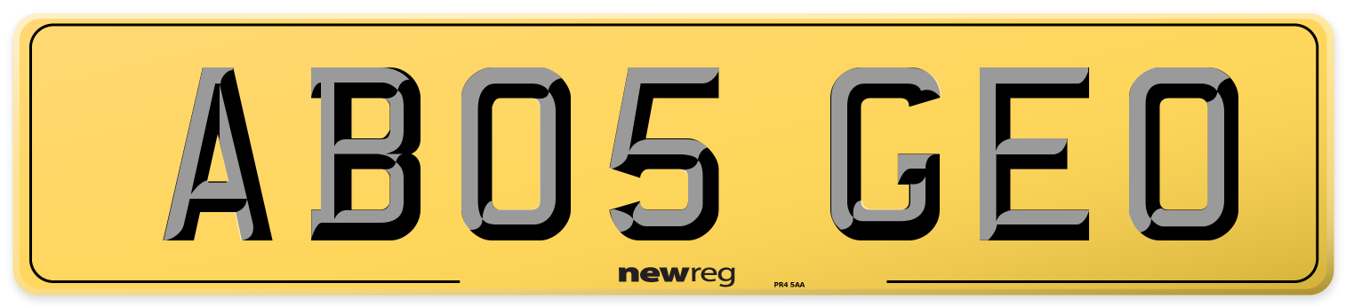 AB05 GEO Rear Number Plate