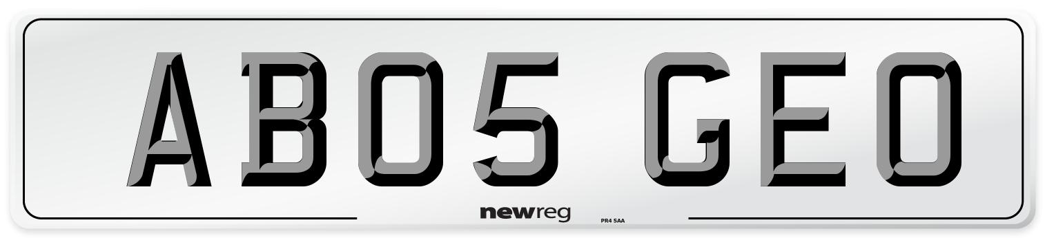 AB05 GEO Front Number Plate