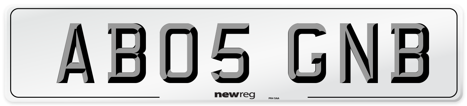 AB05 GNB Front Number Plate