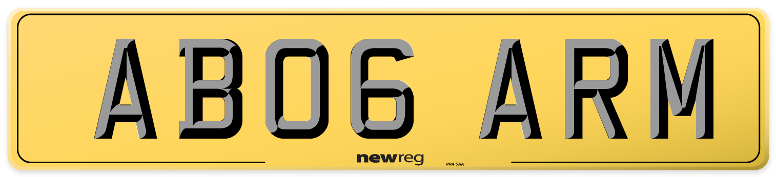 AB06 ARM Rear Number Plate