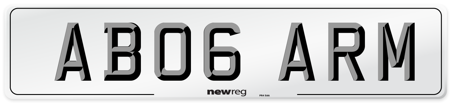 AB06 ARM Front Number Plate