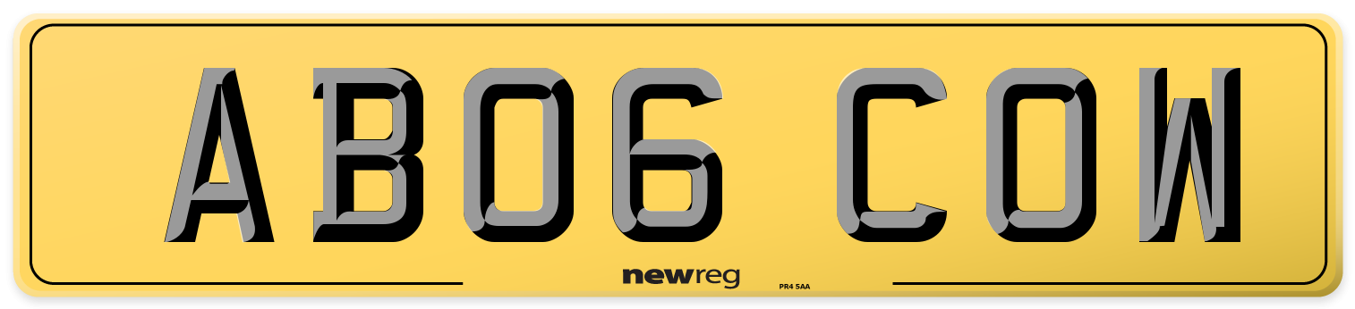 AB06 COW Rear Number Plate