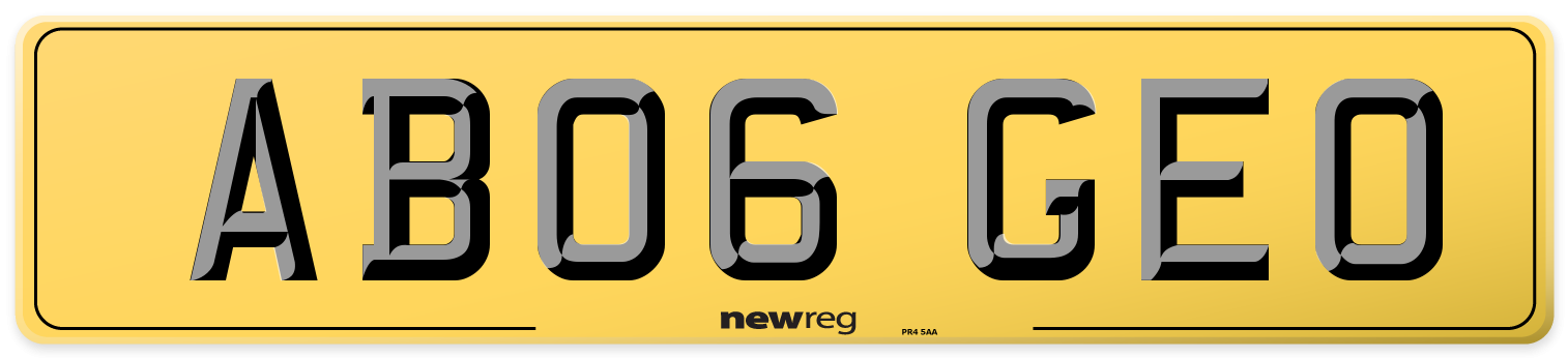 AB06 GEO Rear Number Plate