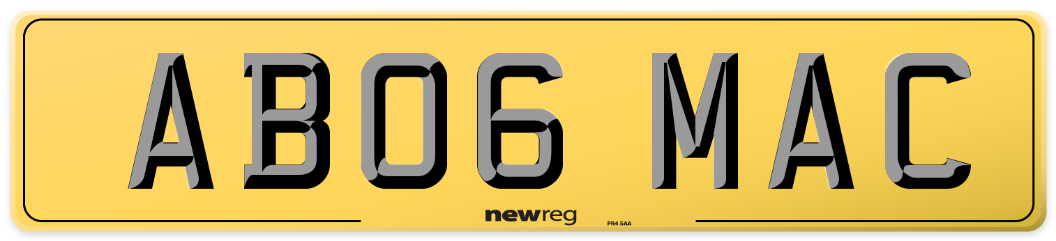 AB06 MAC Rear Number Plate