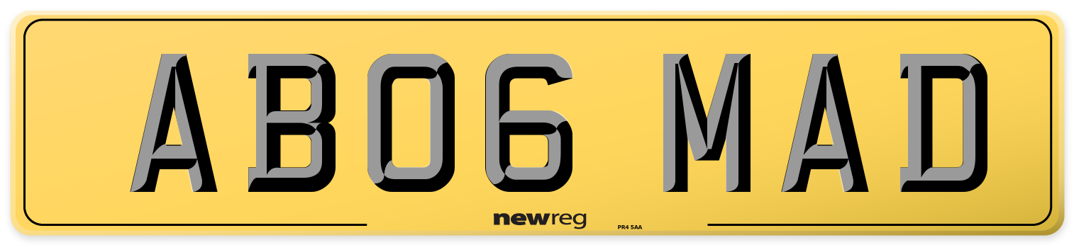 AB06 MAD Rear Number Plate