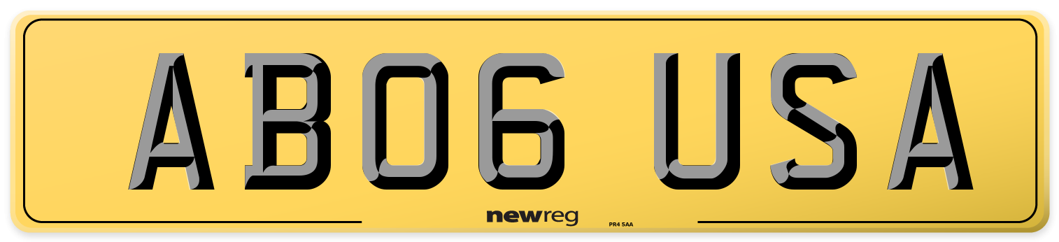 AB06 USA Rear Number Plate