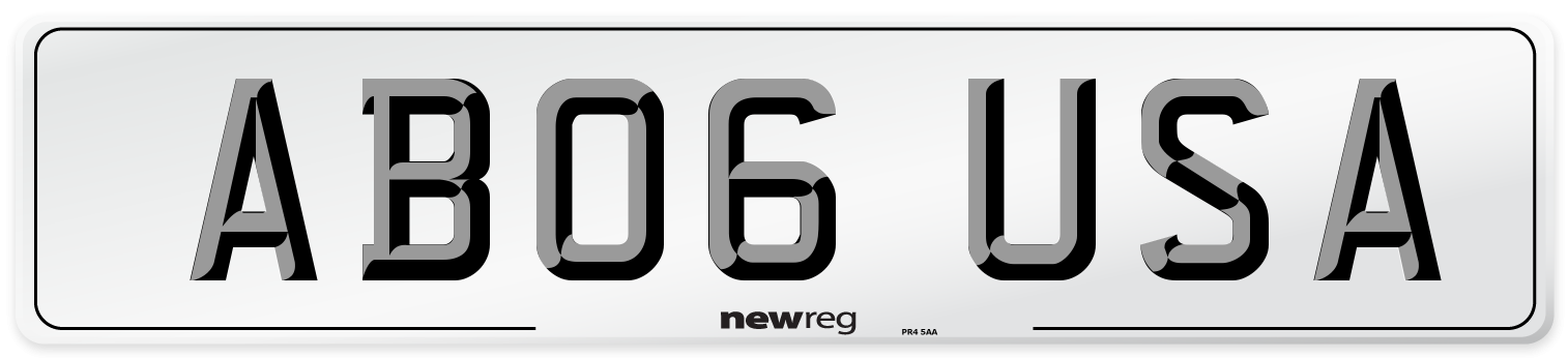 AB06 USA Front Number Plate