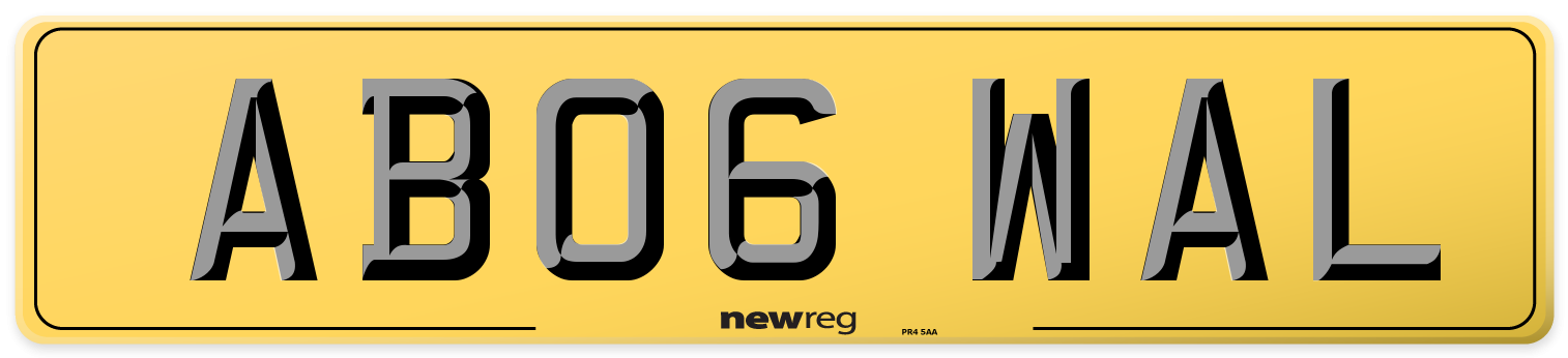 AB06 WAL Rear Number Plate