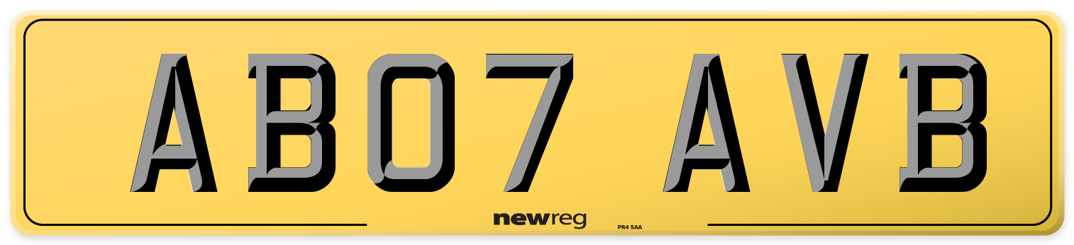 AB07 AVB Rear Number Plate