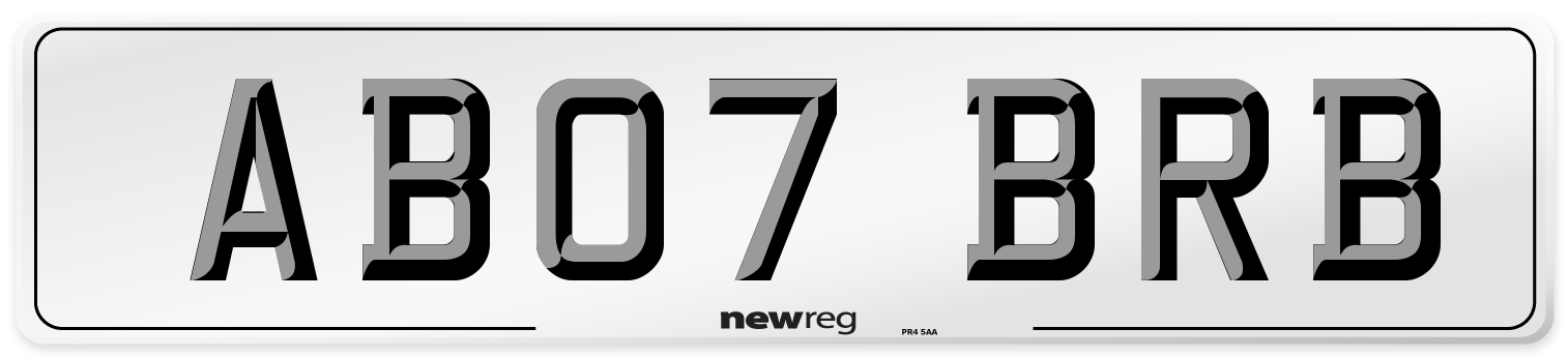AB07 BRB Front Number Plate