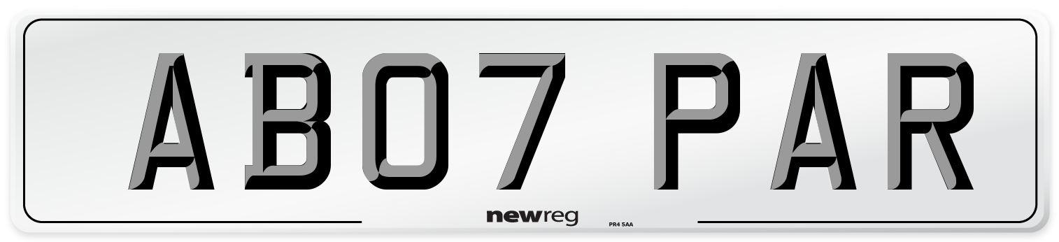 AB07 PAR Front Number Plate