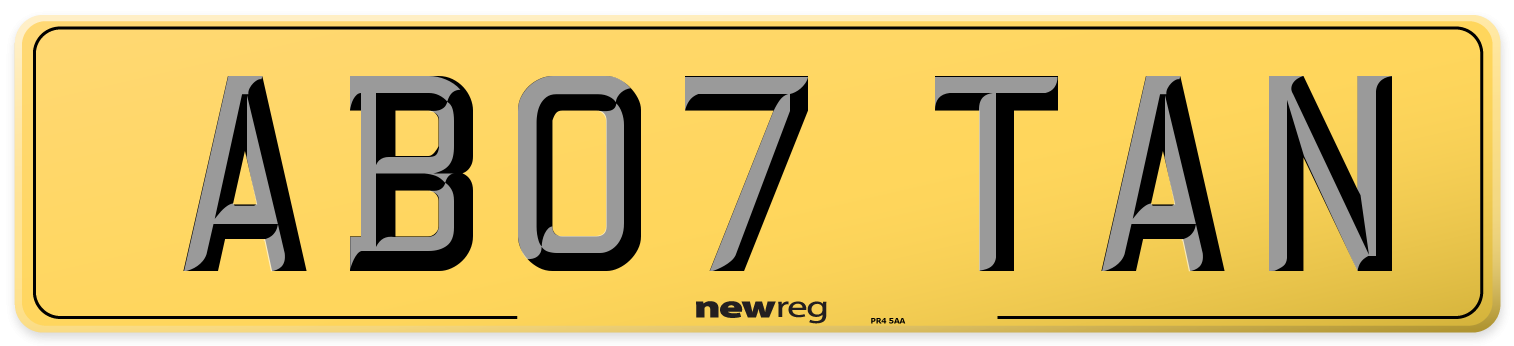 AB07 TAN Rear Number Plate