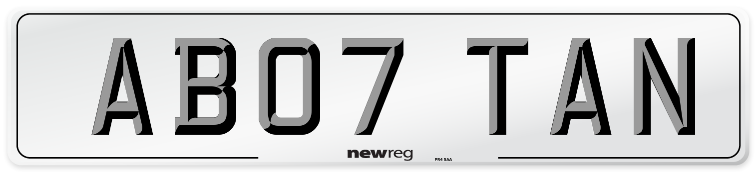 AB07 TAN Front Number Plate
