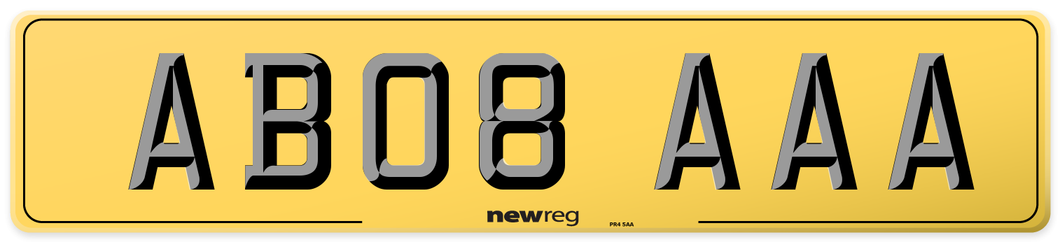 AB08 AAA Rear Number Plate
