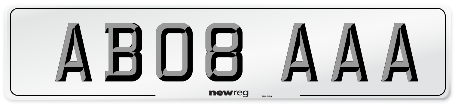 AB08 AAA Front Number Plate