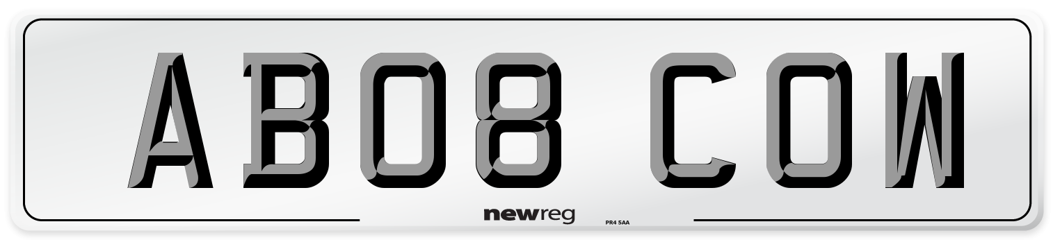 AB08 COW Front Number Plate