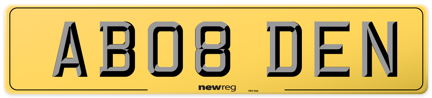 AB08 DEN Rear Number Plate
