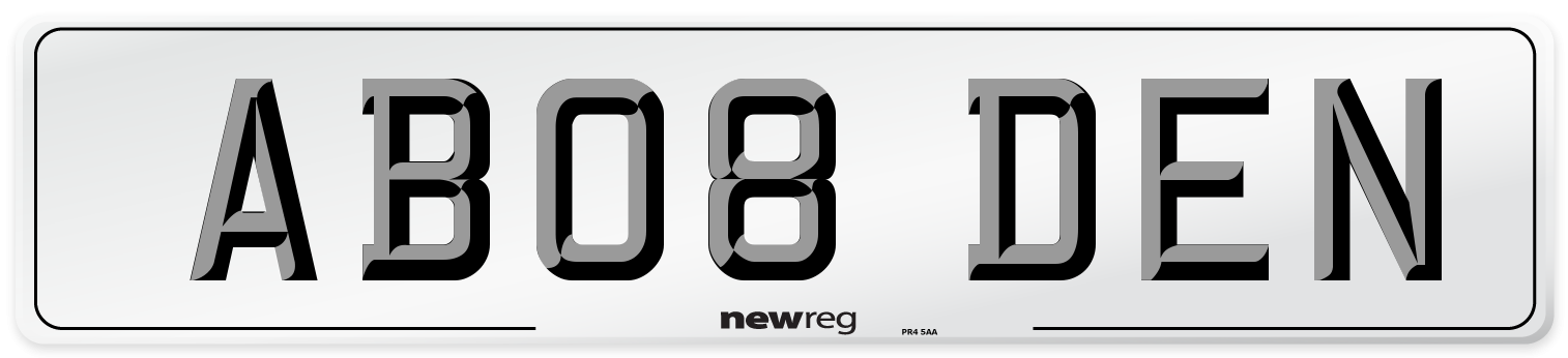 AB08 DEN Front Number Plate