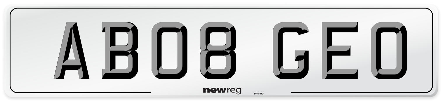AB08 GEO Front Number Plate