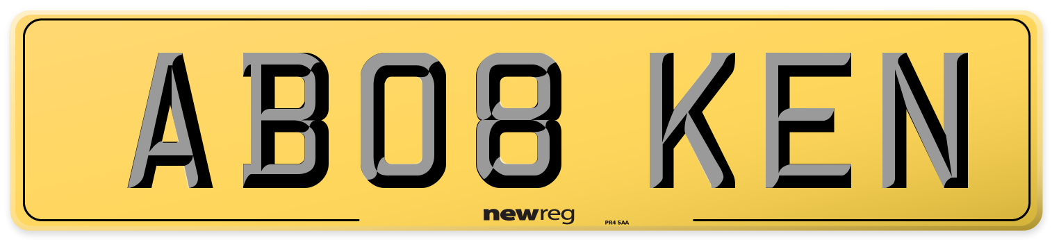 AB08 KEN Rear Number Plate