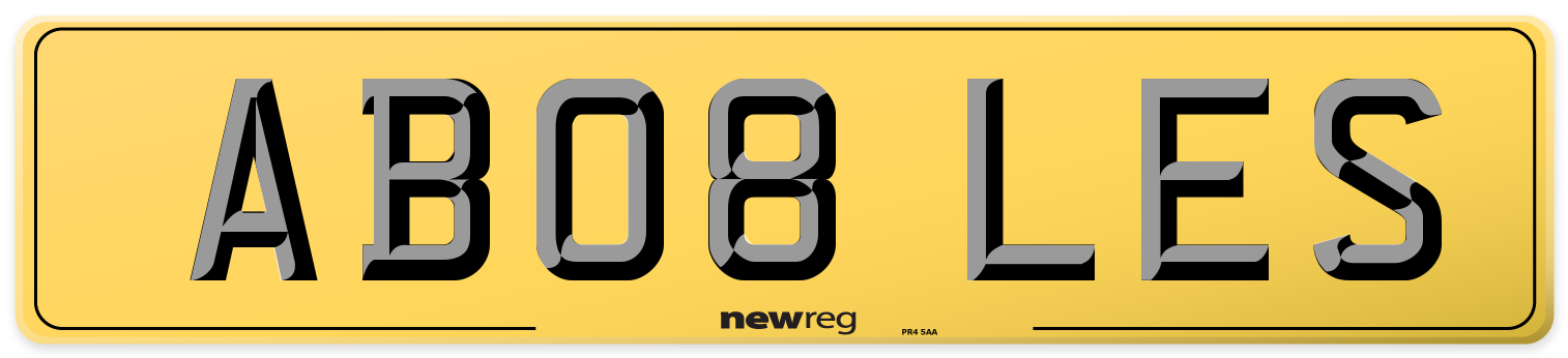 AB08 LES Rear Number Plate