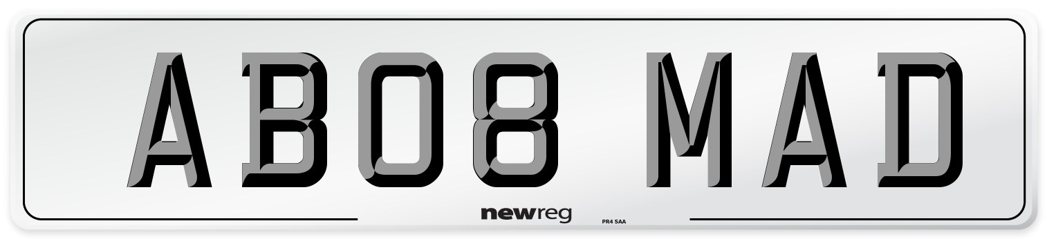 AB08 MAD Front Number Plate