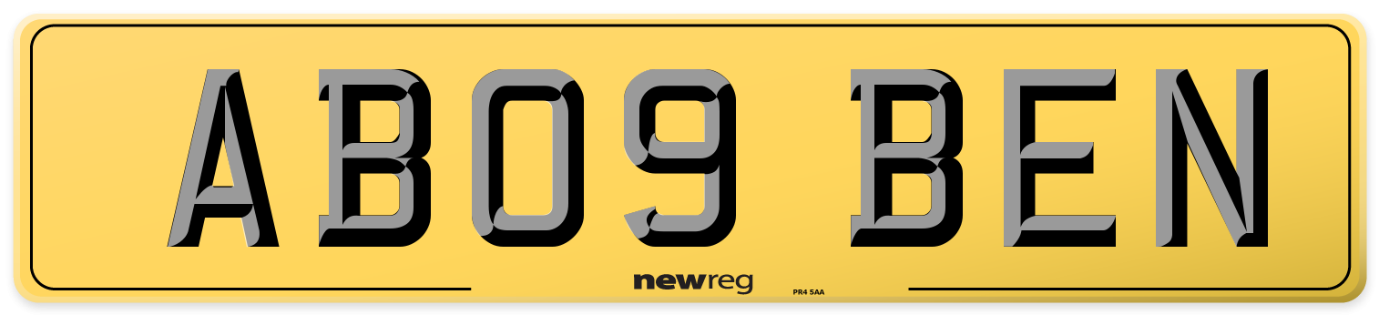 AB09 BEN Rear Number Plate
