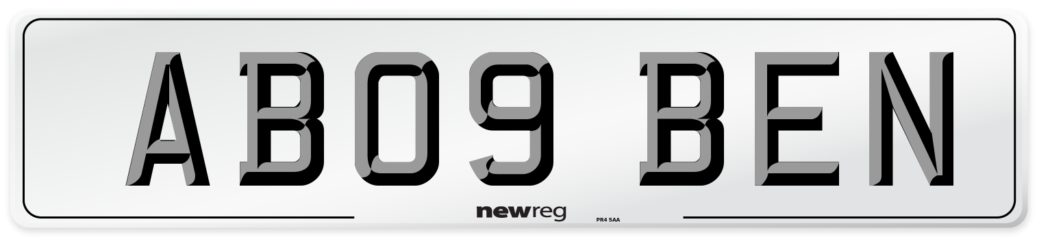 AB09 BEN Front Number Plate
