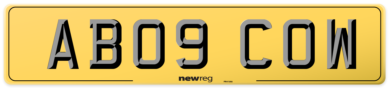 AB09 COW Rear Number Plate