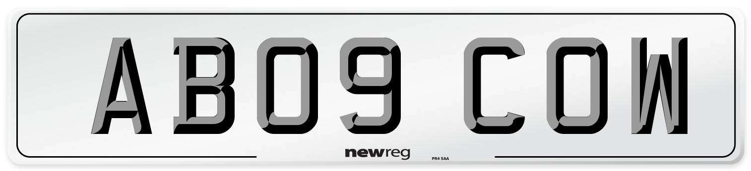 AB09 COW Front Number Plate