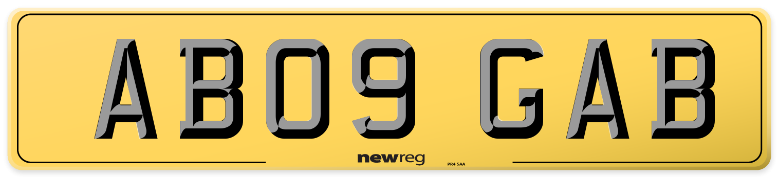 AB09 GAB Rear Number Plate