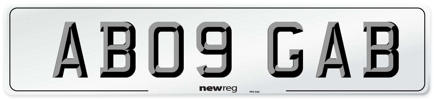 AB09 GAB Front Number Plate