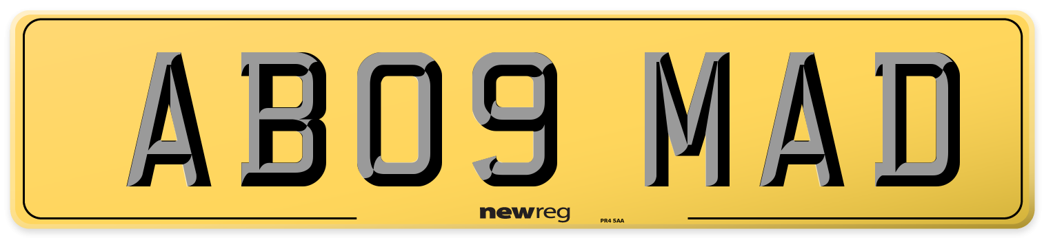 AB09 MAD Rear Number Plate