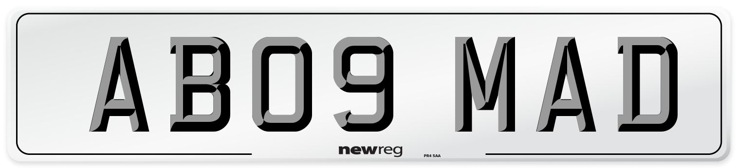 AB09 MAD Front Number Plate