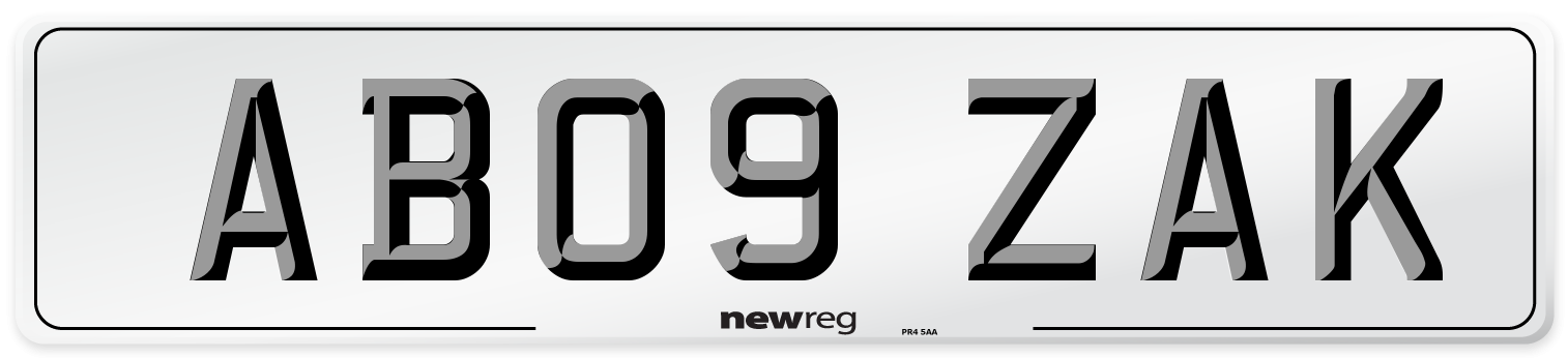 AB09 ZAK Front Number Plate