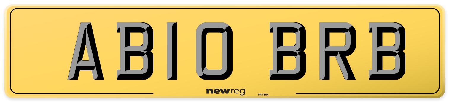 AB10 BRB Rear Number Plate