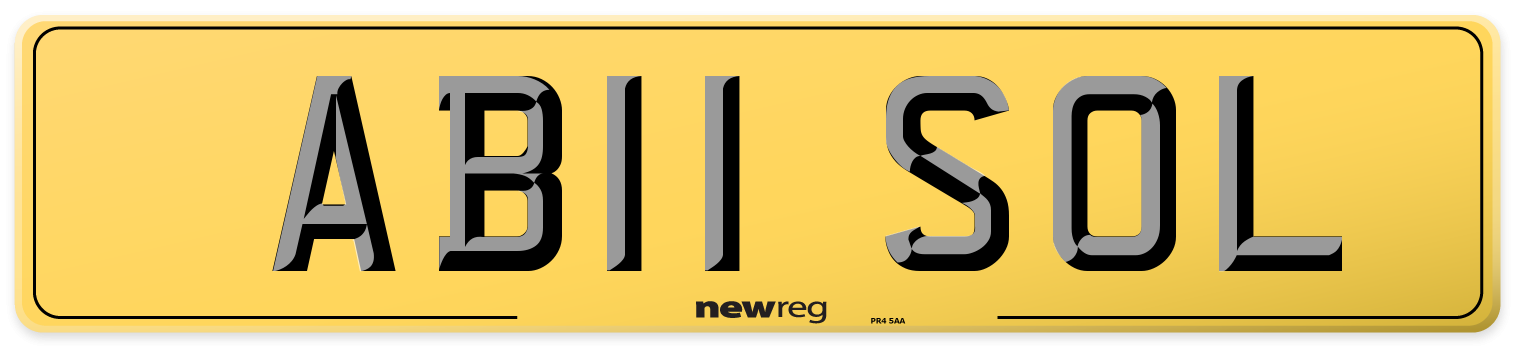 AB11 SOL Rear Number Plate
