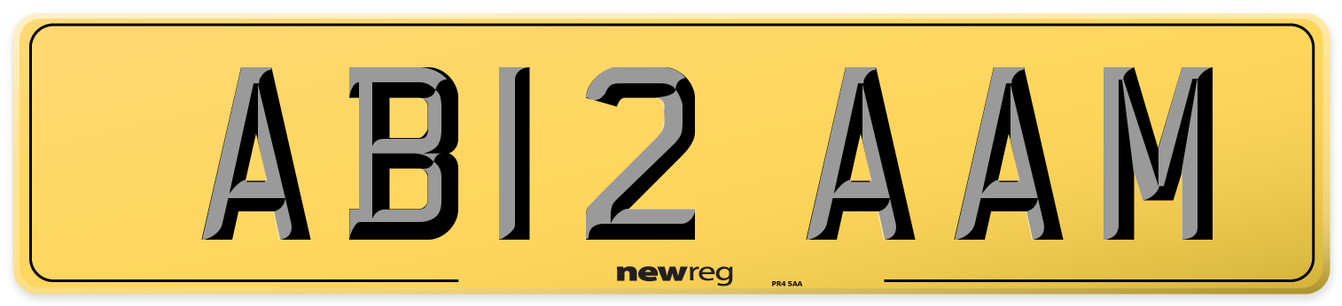 AB12 AAM Rear Number Plate