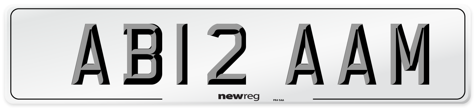 AB12 AAM Front Number Plate
