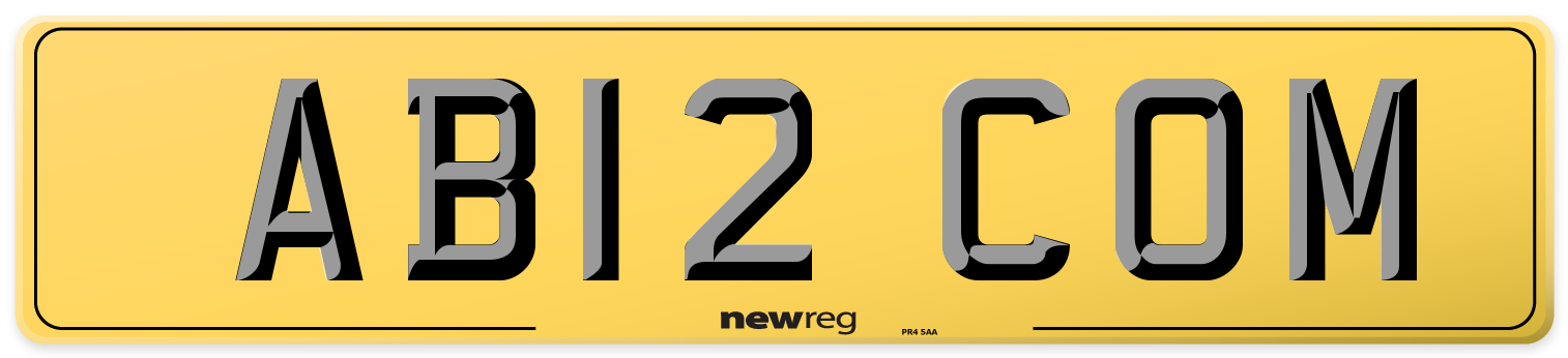 AB12 COM Rear Number Plate