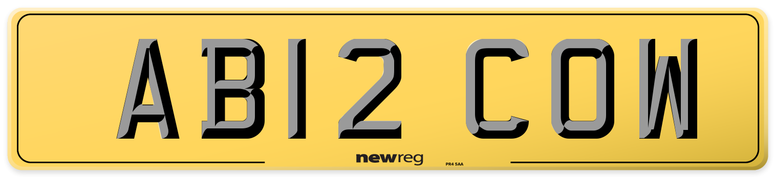 AB12 COW Rear Number Plate