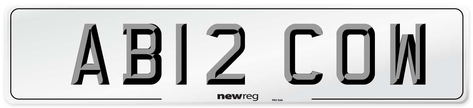 AB12 COW Front Number Plate